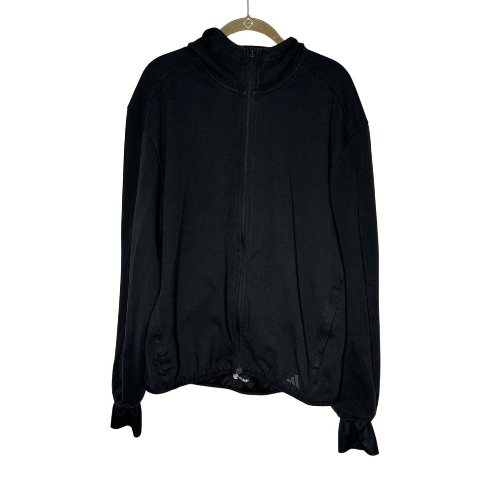 Adidas Yoga Full‎ Zip Jacket AEROREADY Lightweight Hooded Black Women's size S